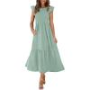 imageOFEEFAN Womens Casual Maxi Dresses with Pockets Ruffle Sleeve Smocked Dress XS2XL02 Sage Green