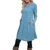 imageOFEEFAN Womens Long Sleeve Tunic Dres Fall Outfits with Pockets ButtonsGr Light Blue