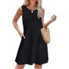 imageOFEEFAN Womens Pleated Front Tank Dresses Fashion Spring Sleeveless Pockets Sundress Casual SummerBlack