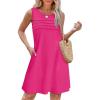 imageOFEEFAN Womens Pleated Front Tank Dresses Fashion Spring Sleeveless Pockets Sundress Casual SummerHot Pink