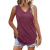 imageOFEEFAN Womens Tank Tops 2025 Loose Fit Casual V Neck Shirts Flowy Sleeveless Summer TopsBurgundy