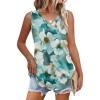 imageOFEEFAN Womens Tank Tops 2025 Loose Fit Casual V Neck Shirts Flowy Sleeveless Summer TopsFloral White Blue