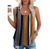imageOFEEFAN Womens Tank Tops Sleeveless Eyelet Embroidery Scoop Neck Loose Fit Casual Summer FlowyMkhaki Stripe