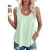 imageOFEEFAN Womens Tank Tops Sleeveless Eyelet Embroidery Scoop Neck Loose Fit Casual Summer FlowyMlake Green