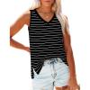 imageOFEEFAN Womens Tank Tops V Neck Loose Fit Basic Casual Summer Tops Side Split Sleeveless ShirtsBlack Stripe