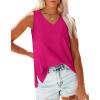 imageOFEEFAN Womens Tank Tops V Neck Loose Fit Basic Casual Summer Tops Side Split Sleeveless ShirtsHot Pink