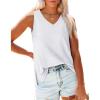 imageOFEEFAN Womens Tank Tops V Neck Loose Fit Basic Casual Summer Tops Side Split Sleeveless ShirtsWhite