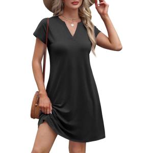 imageOFEEFAN Summer Dresses for Women Beach Cover Ups for Women with Pockets V Neck Swimsuit Loose FitBlack