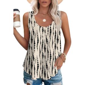 imageOFEEFAN Womens Tank Tops Sleeveless Eyelet Embroidery Scoop Neck Loose Fit Casual Summer FlowyBlack Polka Dots