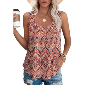 imageOFEEFAN Womens Tank Tops Sleeveless Eyelet Embroidery Scoop Neck Loose Fit Casual Summer FlowySboho