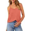 imageOFEEFAN Tank Top for Women Adjustable Spaghetti Strap Camisole Scoop Neck Sleeveless Cami Top S3XLCoral