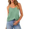 imageOFEEFAN Tank Top for Women Adjustable Spaghetti Strap Camisole Scoop Neck Sleeveless Cami Top S3XLGlight Green