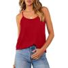 imageOFEEFAN Tank Top for Women Adjustable Spaghetti Strap Camisole Scoop Neck Sleeveless Cami Top S3XLRed
