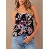 imageOFEEFAN Tank Top for Women Adjustable Spaghetti Strap Camisole Scoop Neck Sleeveless Cami Top S3XLZ02floral Orange Black