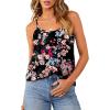 imageOFEEFAN Tank Top for Women Adjustable Spaghetti Strap Camisole Scoop Neck Sleeveless Cami Top S3XLZ02floral Orange Black