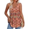 imageOFEEFAN Womens Tank Tops 2025 Flowy Peplum Tops for Women Dressy Sleeveless V Neck Babydoll Tank TopsEbohemia Orange