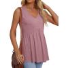 imageOFEEFAN Womens Tank Tops 2025 Flowy Peplum Tops for Women Dressy Sleeveless V Neck Babydoll Tank TopsIdust Pink