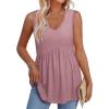 imageOFEEFAN Womens Tank Tops 2025 Flowy Peplum Tops for Women Dressy Sleeveless V Neck Babydoll Tank TopsIdust Pink