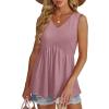 imageOFEEFAN Womens Tank Tops 2025 Flowy Peplum Tops for Women Dressy Sleeveless V Neck Babydoll Tank TopsIdust Pink