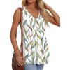 imageOFEEFAN Womens Tank Tops 2025 Flowy Peplum Tops for Women Dressy Sleeveless V Neck Babydoll Tank TopsNleaf Print