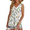 imageOFEEFAN Womens Tank Tops 2025 Flowy Peplum Tops for Women Dressy Sleeveless V Neck Babydoll Tank TopsNleaf Print