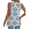 imageOFEEFAN Womens Tank Tops 2025 Flowy Peplum Tops for Women Dressy Sleeveless V Neck Babydoll Tank TopsRblue Ethnic Floral