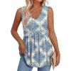 imageOFEEFAN Womens Tank Tops 2025 Flowy Peplum Tops for Women Dressy Sleeveless V Neck Babydoll Tank TopsRblue Ethnic Floral