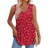 imageOFEEFAN Womens Tank Tops 2025 Flowy Peplum Tops for Women Dressy Sleeveless V Neck Babydoll Tank TopsTred White Spot