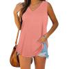 imageOFEEFAN Womens Tank Tops V Neck Summer Tops Loose Fit Sleeveless Tops 2Pack3Pack3 Pack CoralBlackWhite