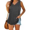 imageOFEEFAN Womens Tank Tops V Neck Summer Tops Loose Fit Sleeveless Tops 2Pack3Pack3 Pack DarkgreyBlackWhite