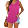 imageOFEEFAN Womens Tank Tops V Neck Summer Tops Loose Fit Sleeveless Tops 2Pack3Pack3 Pack PinkBlackWhite