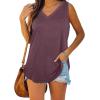 imageOFEEFAN Womens Tank Tops V Neck Summer Tops Loose Fit Sleeveless Tops 2Pack3PackBlackWinedGreygreen