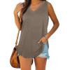 imageOFEEFAN Womens Tank Tops V Neck Summer Tops Loose Fit Sleeveless Tops 2Pack3PackCoffeeKhakiBlack