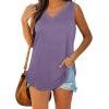 imageOFEEFAN Womens Tank Tops V Neck Summer Tops Loose Fit Sleeveless Tops 2Pack3PackPurpleBlackWhite