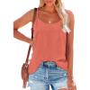 imageOFEEFAN Tank Top for Women Adjustable Spaghetti Strap Camisole Scoop Neck Sleeveless Cami Top S3XLCoral