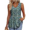 imageOFEEFAN Womens Tank Tops 2025 Flowy Peplum Tops for Women Dressy Sleeveless V Neck Babydoll Tank TopsAblue Floral