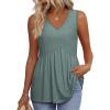 imageOFEEFAN Womens Tank Tops 2025 Flowy Peplum Tops for Women Dressy Sleeveless V Neck Babydoll Tank TopsDgray Green
