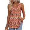 imageOFEEFAN Womens Tank Tops 2025 Flowy Peplum Tops for Women Dressy Sleeveless V Neck Babydoll Tank TopsEbohemia Orange