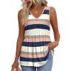 imageOFEEFAN Womens Tank Tops 2025 Flowy Peplum Tops for Women Dressy Sleeveless V Neck Babydoll Tank TopsFblue Pink Stripe