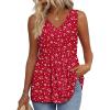 imageOFEEFAN Womens Tank Tops 2025 Flowy Peplum Tops for Women Dressy Sleeveless V Neck Babydoll Tank TopsTred White Spot