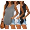imageOFEEFAN Womens Tank Tops V Neck Summer Tops Loose Fit Sleeveless Tops 2Pack3Pack3 Pack GreyBlackWhite