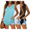 imageOFEEFAN Womens Tank Tops V Neck Summer Tops Loose Fit Sleeveless Tops 2Pack3Pack3 Pack LakegreenBlackWhite