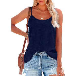 imageOFEEFAN Tank Top for Women Adjustable Spaghetti Strap Camisole Scoop Neck Sleeveless Cami Top S3XLJnavy Blue
