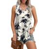 imageOFEEFAN Womens Tank Tops V Neck Sleeveless Flowy Loose Fit Basic Casual Summer TopsBlack Apricot Floral