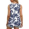 imageOFEEFAN Womens Tank Tops V Neck Sleeveless Flowy Loose Fit Basic Casual Summer TopsBlue Flower