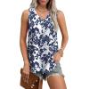 imageOFEEFAN Womens Tank Tops V Neck Sleeveless Flowy Loose Fit Basic Casual Summer TopsBlue Flower