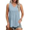imageOFEEFAN Womens Tank Tops V Neck Sleeveless Flowy Loose Fit Basic Casual Summer TopsLightblue