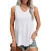 imageOFEEFAN Womens Tank Tops V Neck Sleeveless Flowy Loose Fit Basic Casual Summer TopsWhite