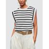 imageOFEEFAN Summer Tops Cap Sleeve Shirts Loose Fit Dressy CasualAblack Stripe