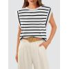 imageOFEEFAN Summer Tops Cap Sleeve Shirts Loose Fit Dressy CasualAblack Stripe